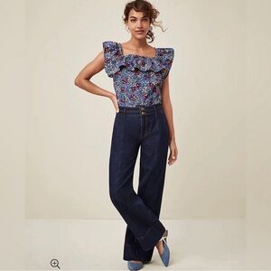 Ann Taylor High Rise Palazzo Jean in dark indigo blue NWOT